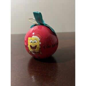 VTG SpongeBob Ball Ornament Enesco Red 2003 I Do Believe Nickelodeon Viacom